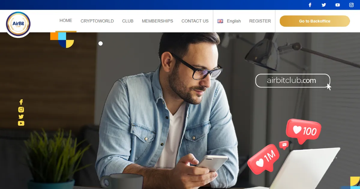 Так выглядел сайт airbitclub.com в мае 2020 года. Копия из веб-архива web.archive.org.